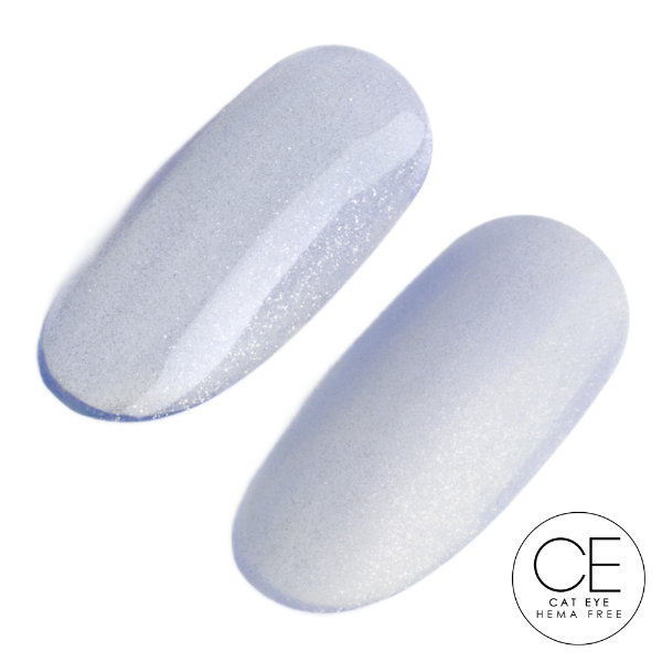 Two light blue nail polish examples on a white background with 'CE' logo.