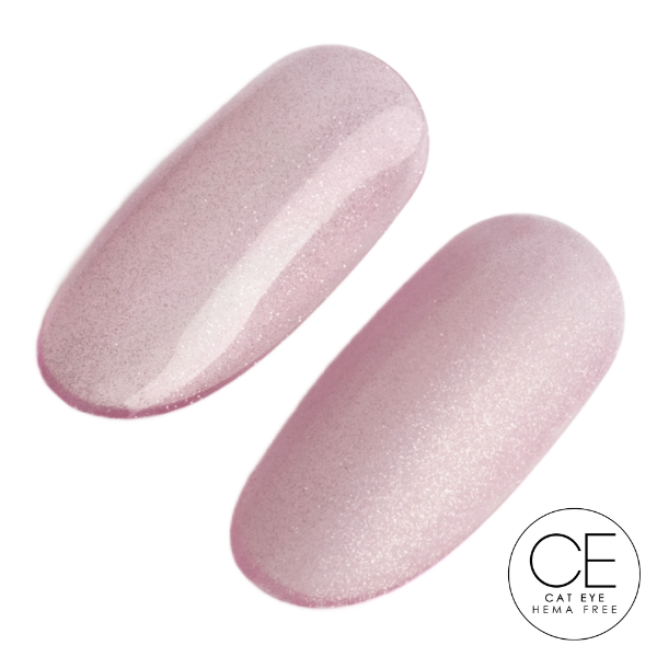 Two pink nail polish shades on a white background with 'Cat Eye' branding.