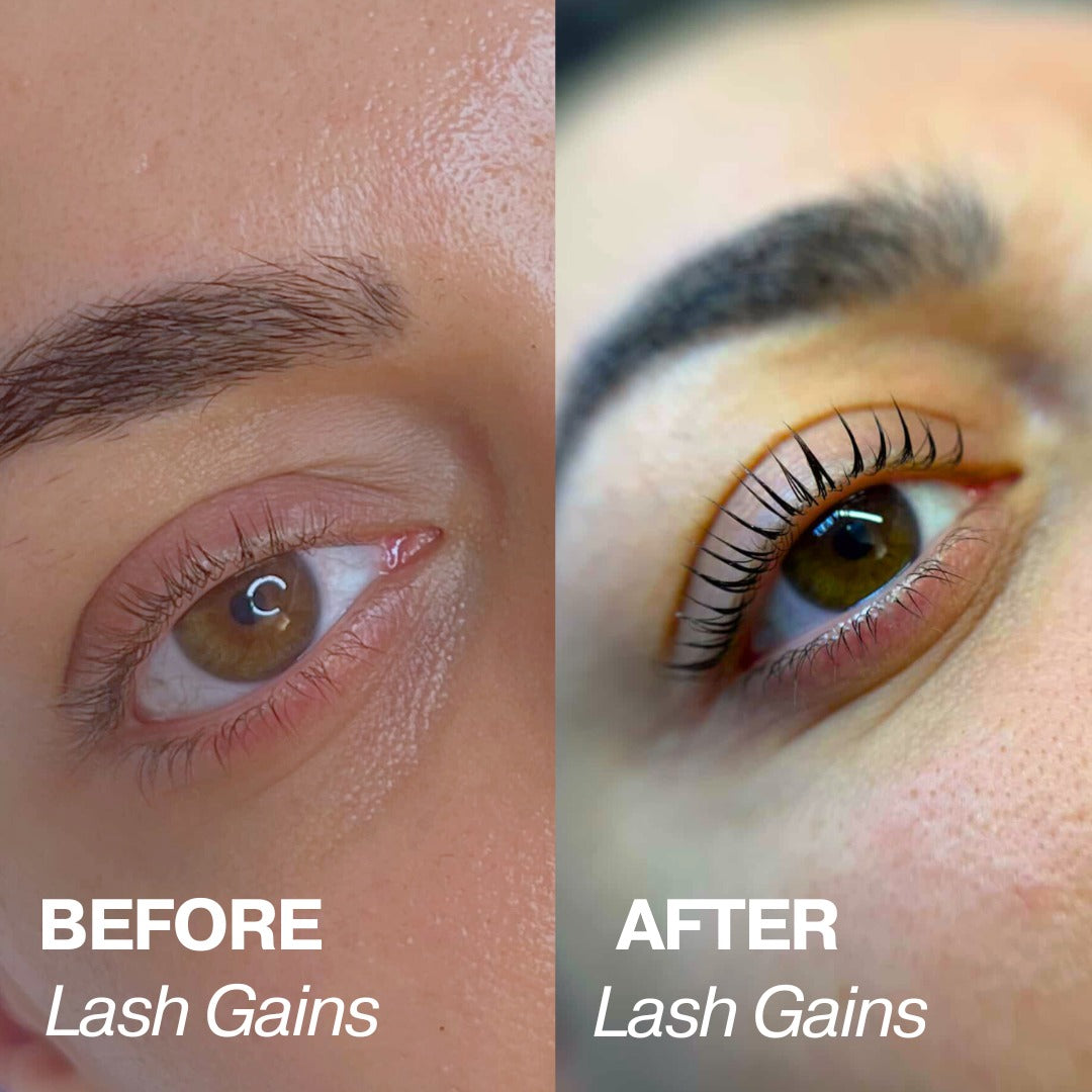 before and after lash gains growth serum