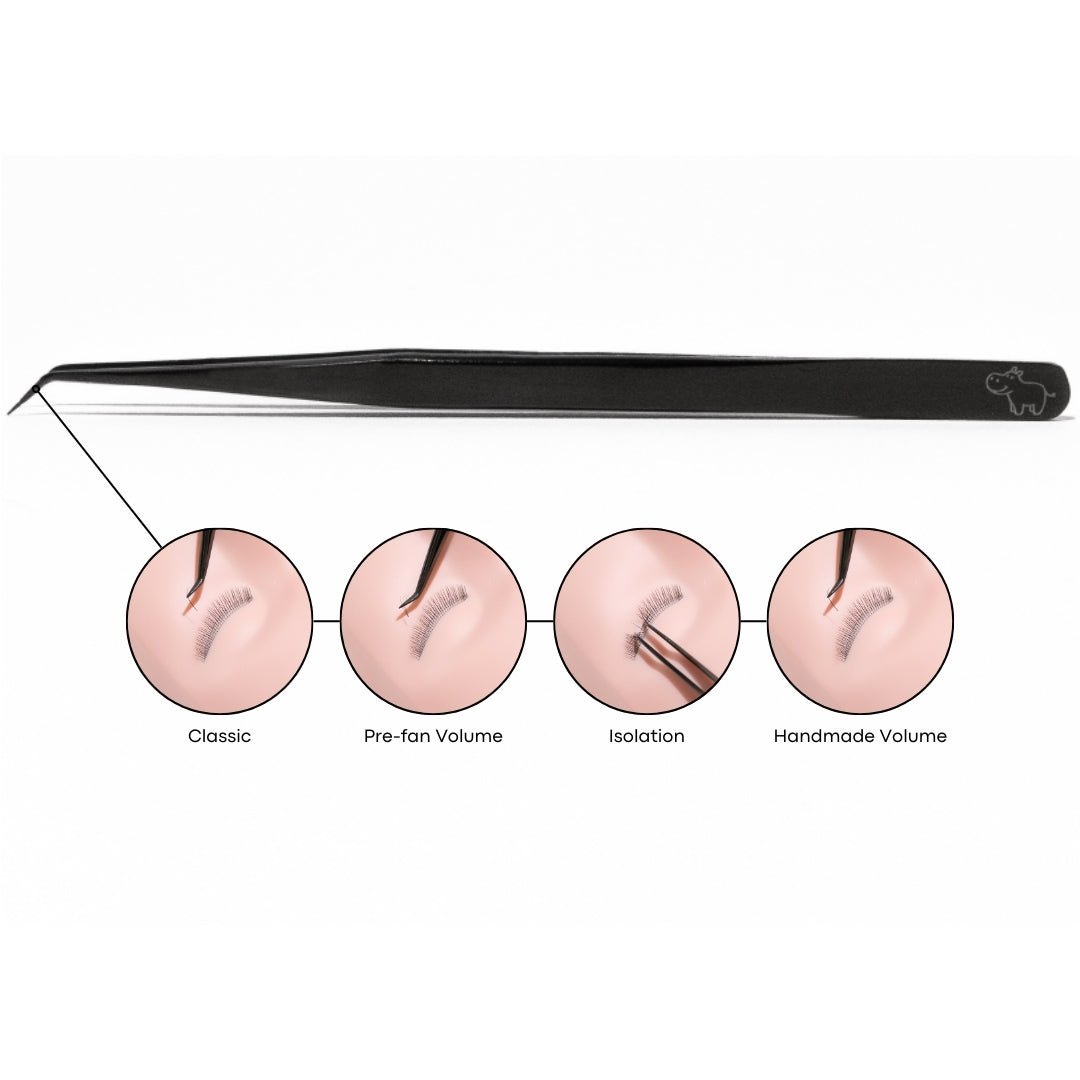 long curved isolation lash tweezer