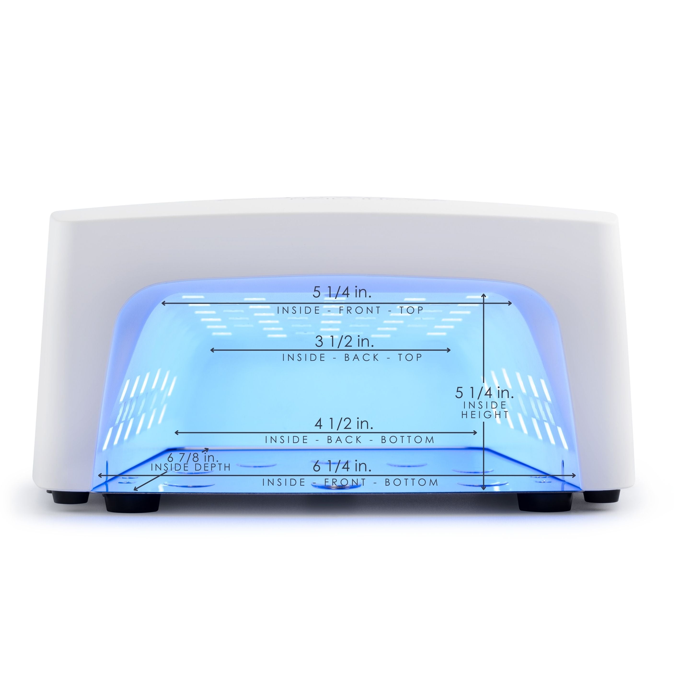 Rectangular electronic device with measurement markings on a white background