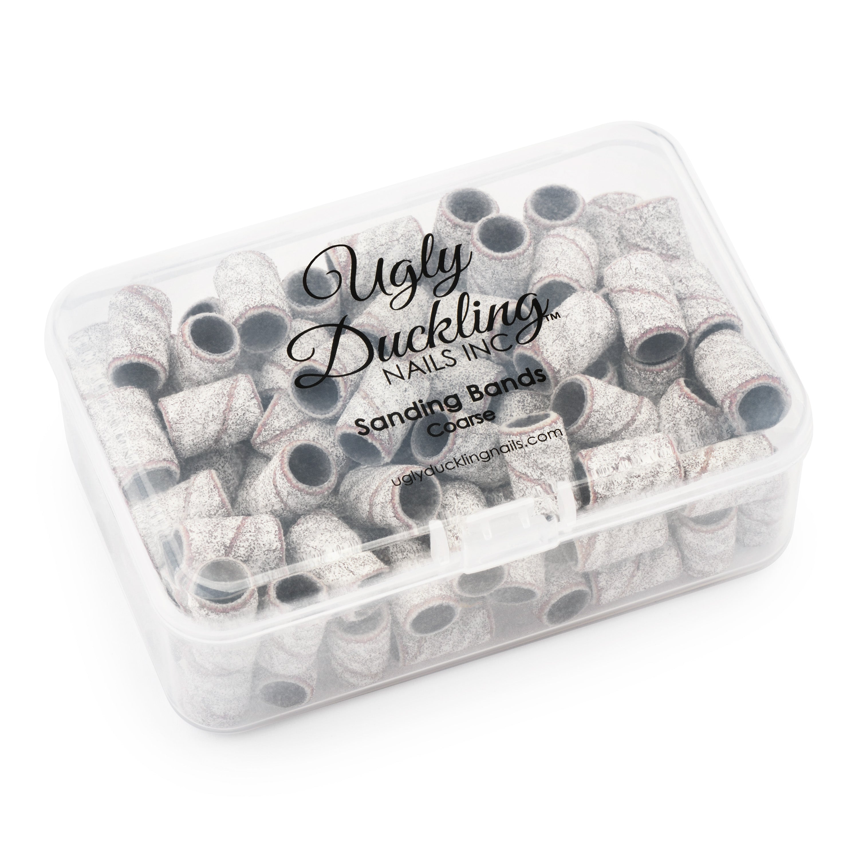 Box of Ugly Duckling Nails Inc. sanding bands on a white background