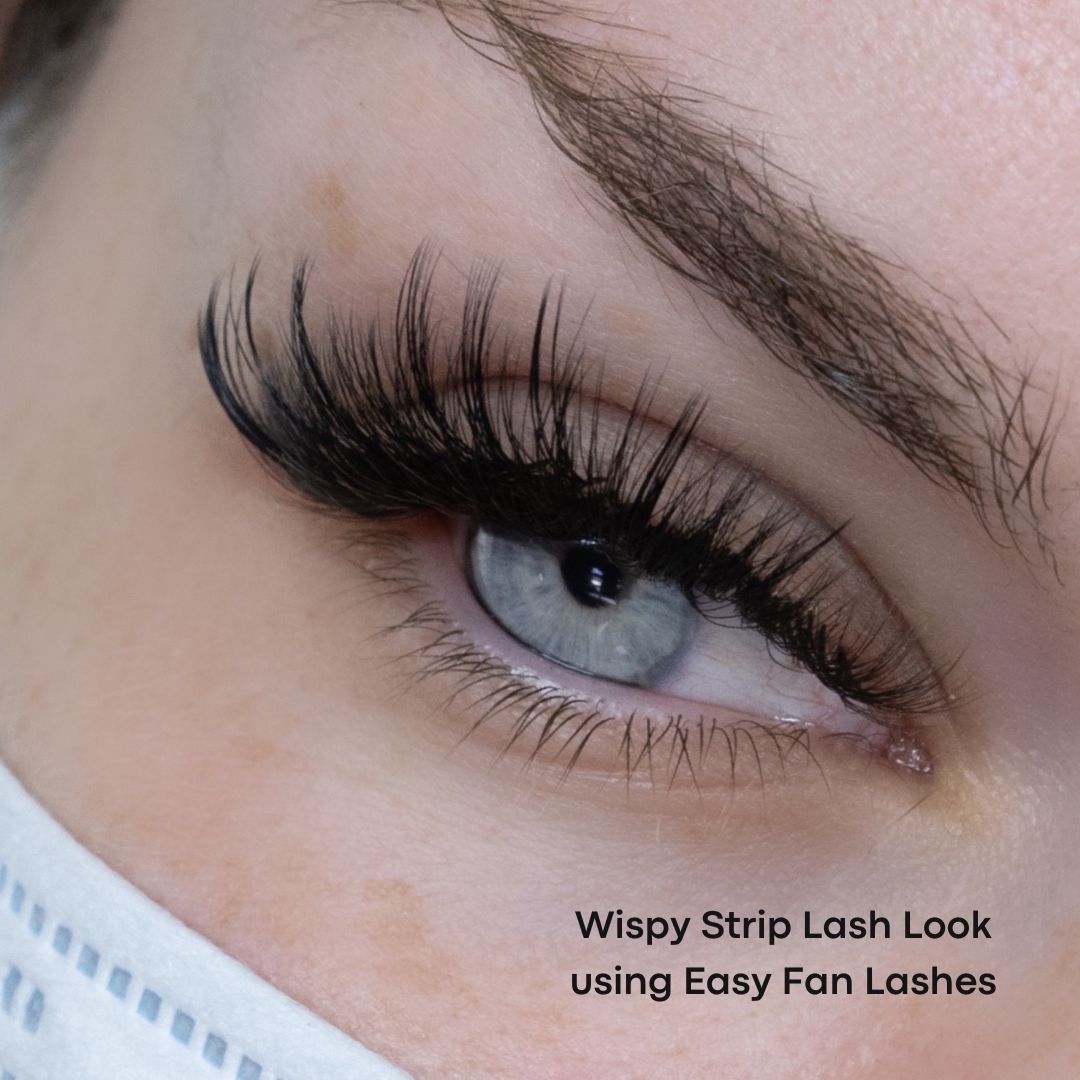 wispy strip lash look using easy fan lashes