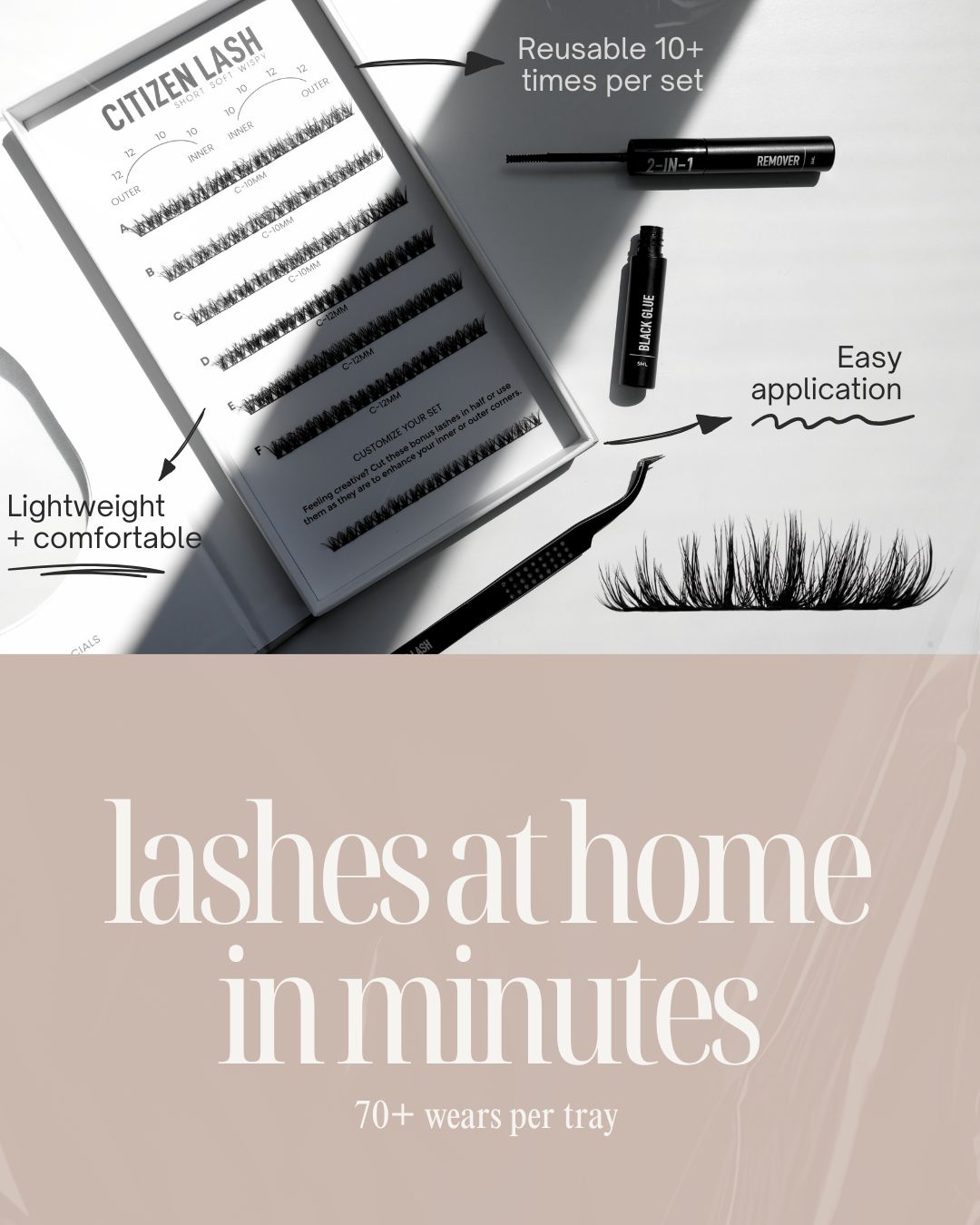 False eyelashes with packaging labeled 'Citizen Lash' on a white background