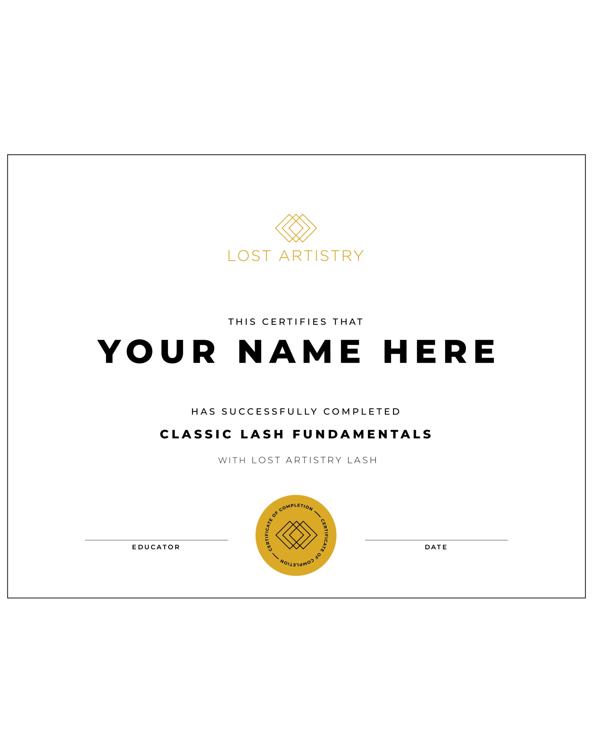 certification for online lash training