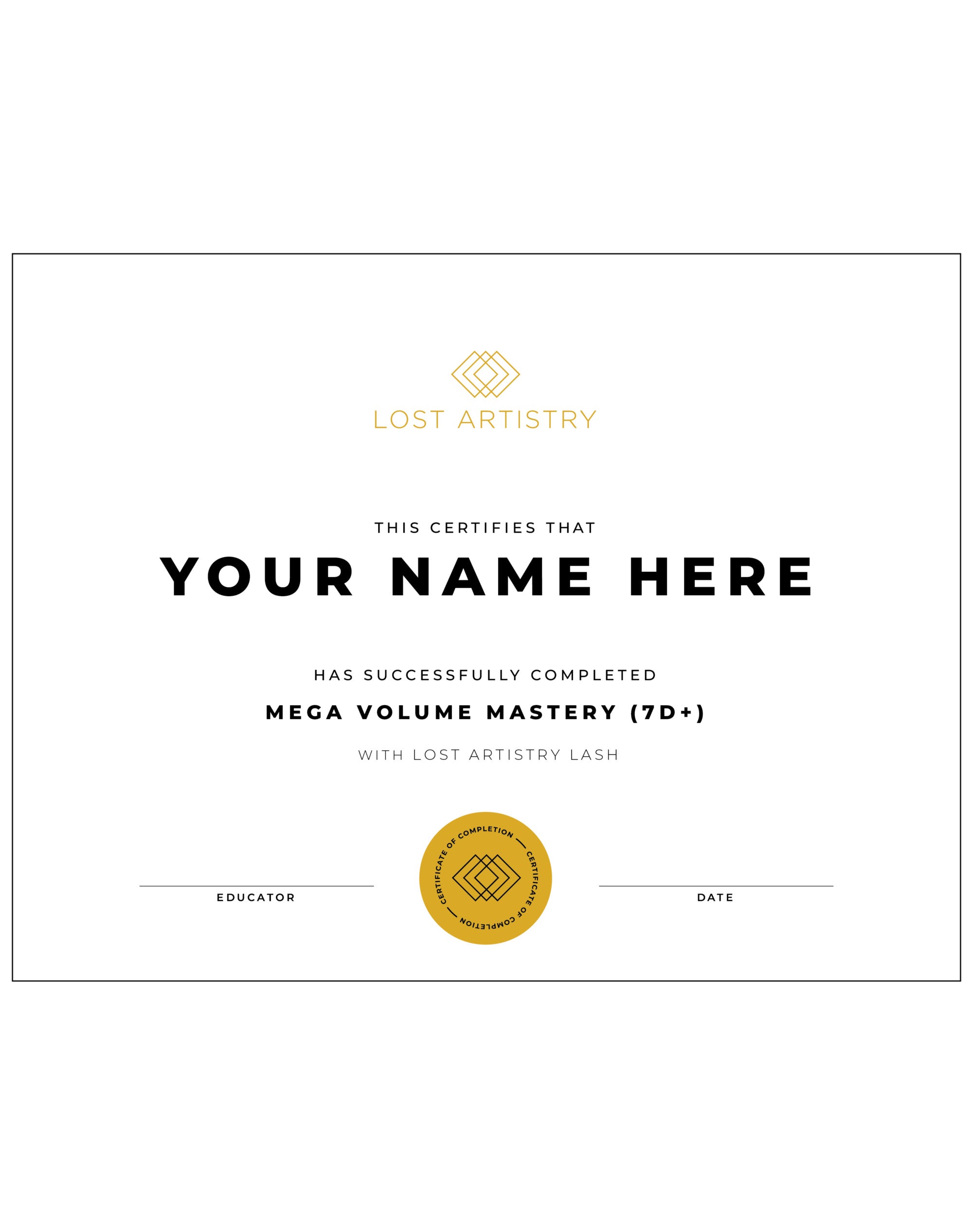 online lash training certificate - mega volume