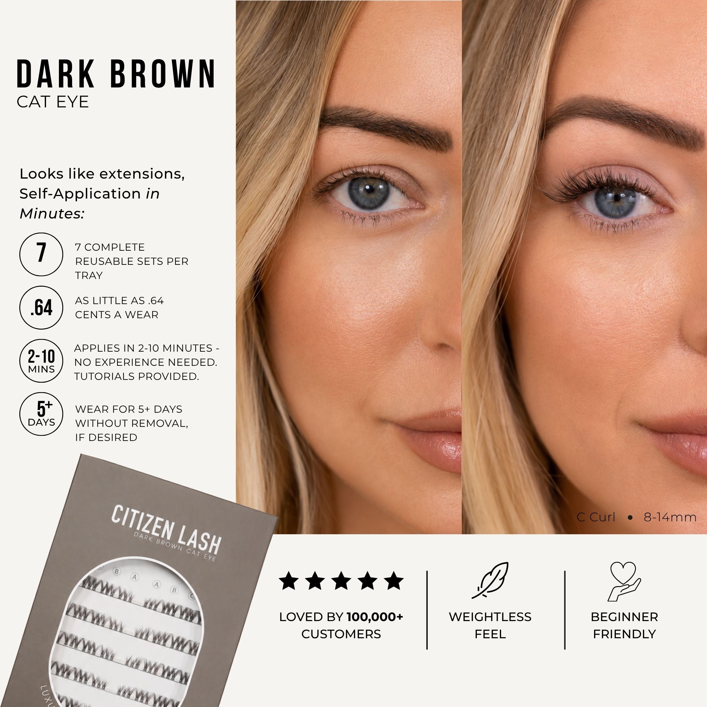 DIY Dark Brown Cat Eye Lash Extensions