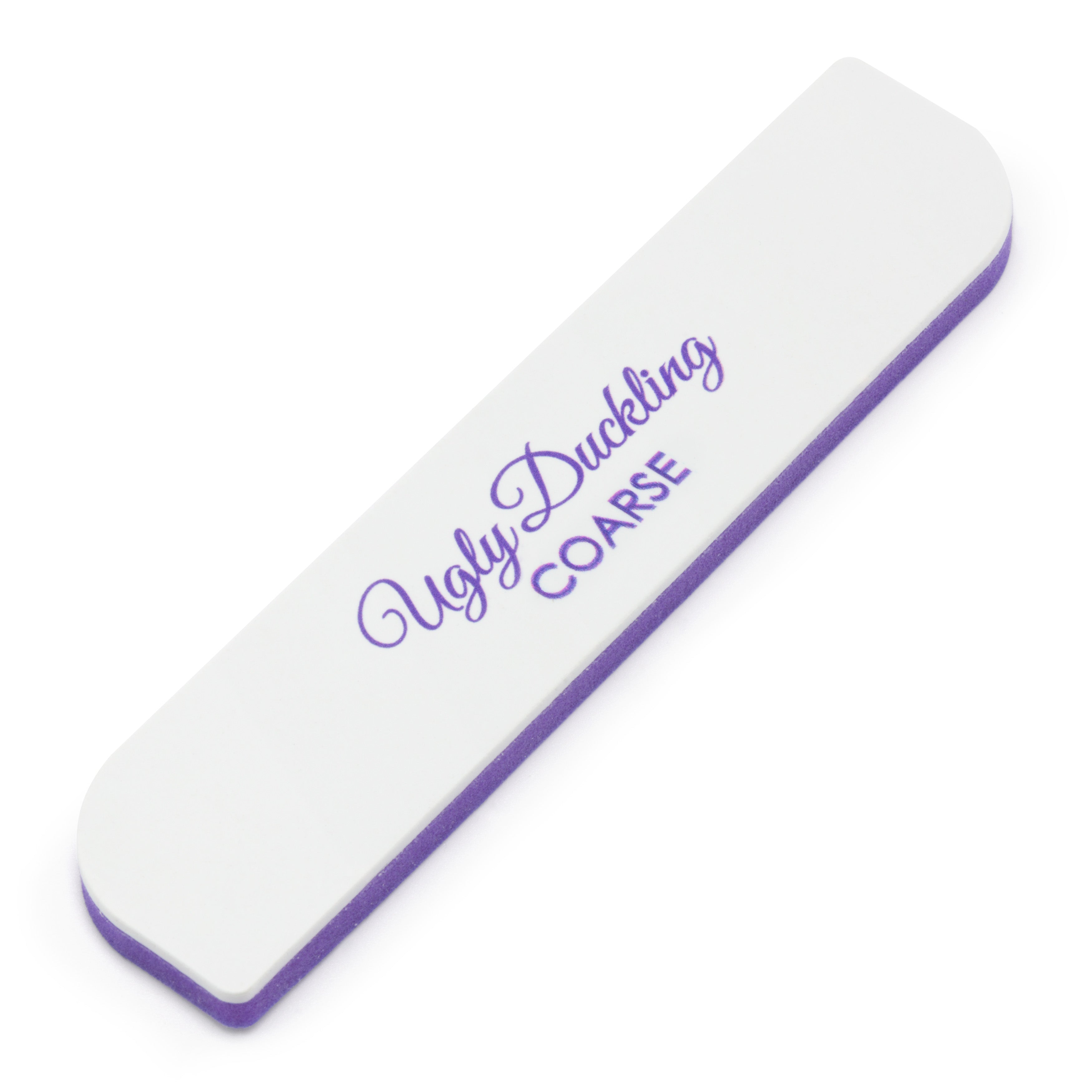 Rectangular white tool with purple text on a white background