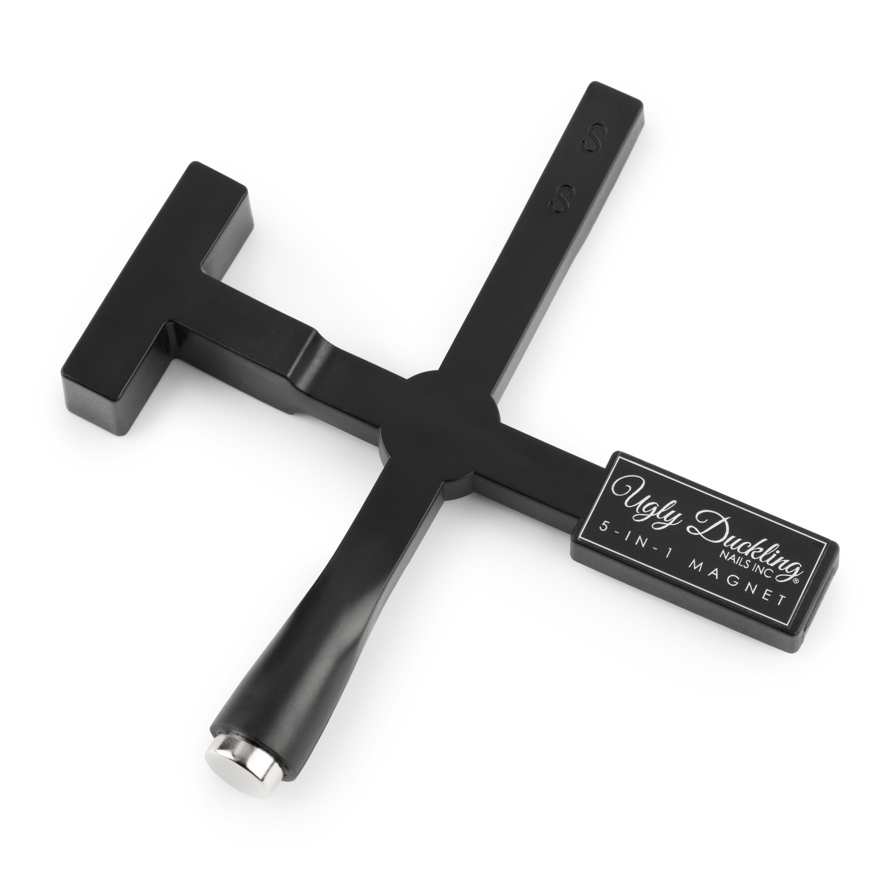 Black X-shaped magnetic tool with 'Ugly Duckling' branding on a white background