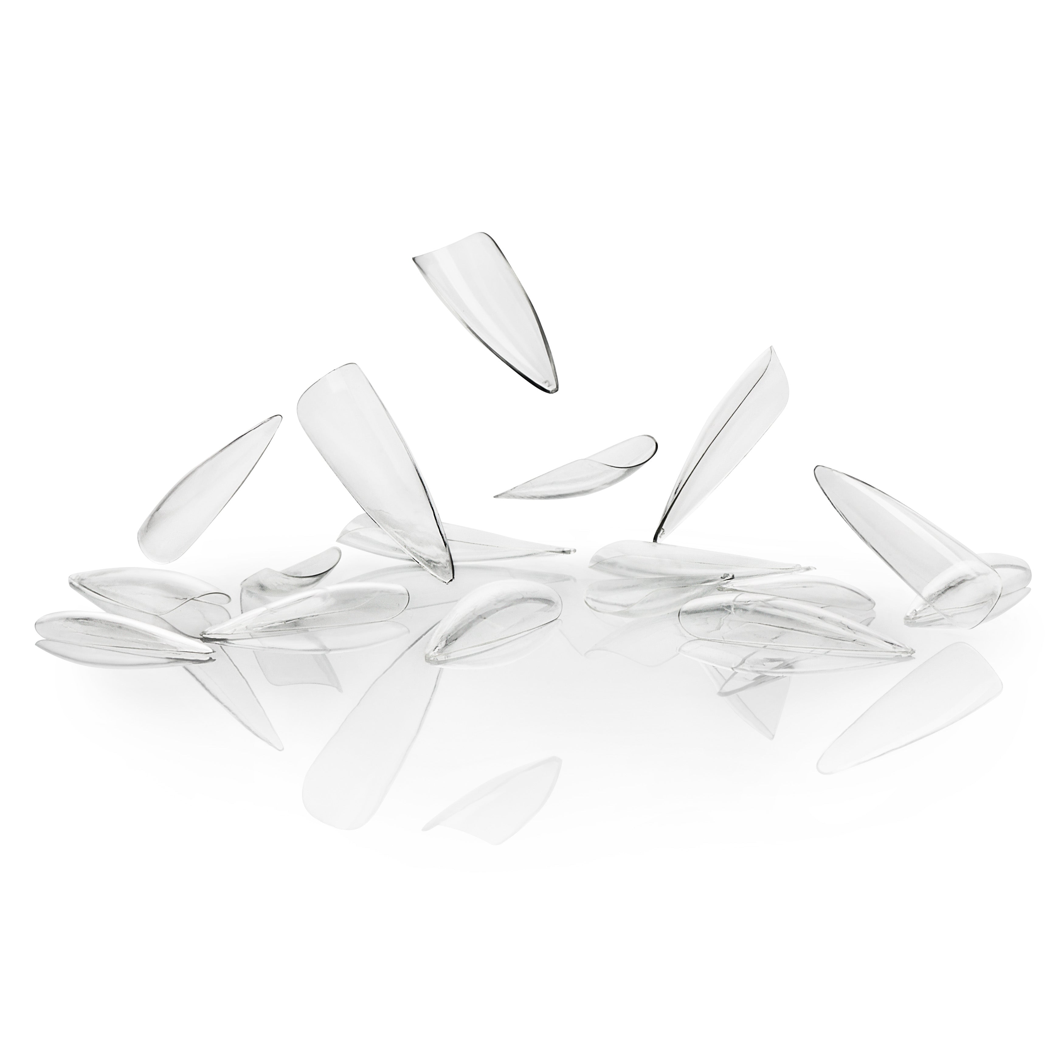 Clear false nail tips on a white background