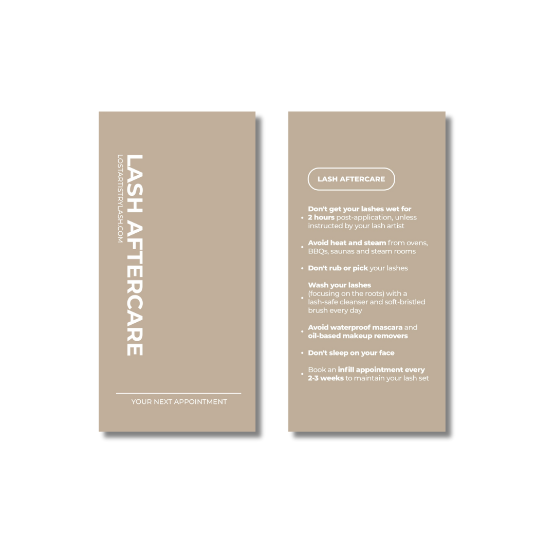 Eyelash Extension Aftercare Cards