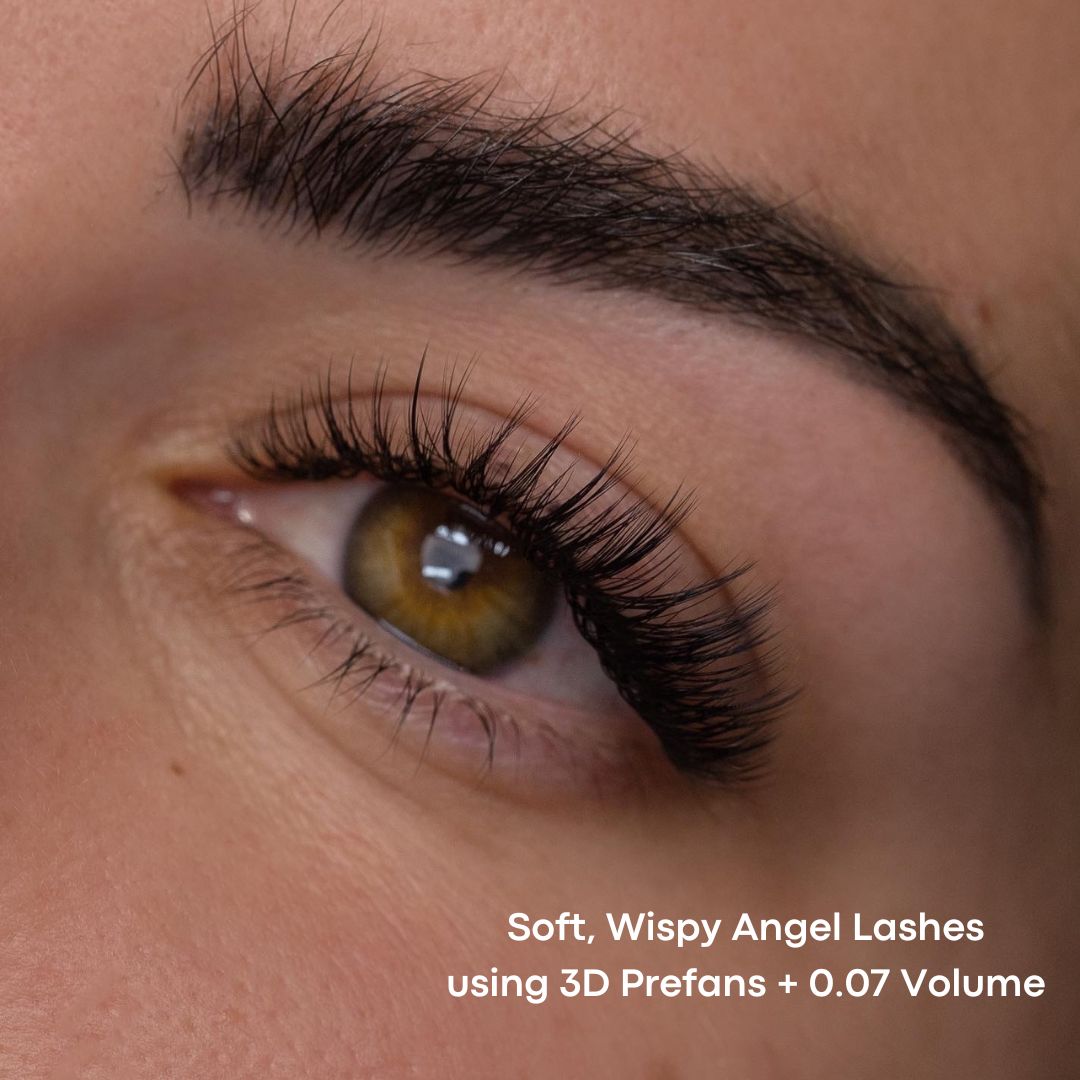 soft wispy angel lash set using prefan lashes