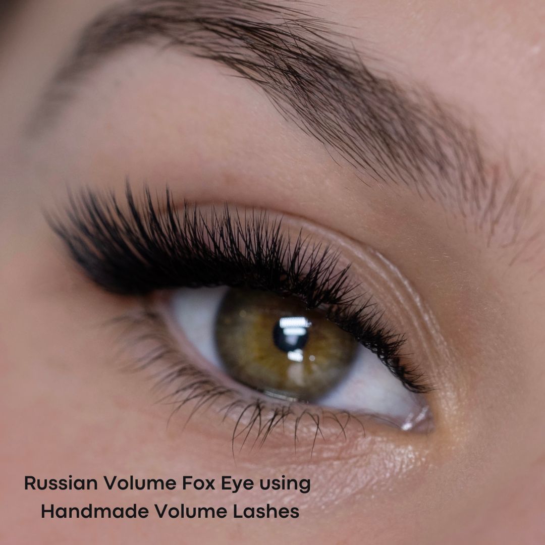 russian volume fox eye using handmade volume lashes